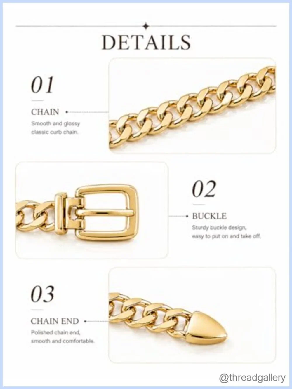 Metal Chain Belt Women Fashion Thick Link Waist Belt